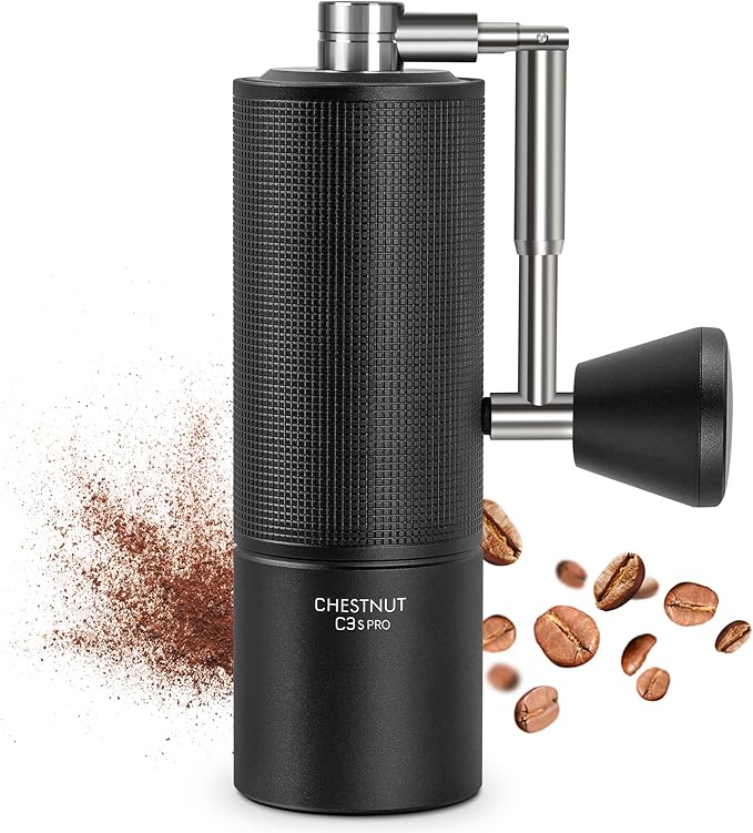 TIMEMORE Manual Coffee Grinder Chestnut C3S PRO, Hand Coffee Grinder with Foldable Handle, Stainless Steel S2C Conical Burr Coffee Grinder, Adjustable Grind Setting for Espresso to French Press, Black