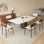 Load image into Gallery viewer, Modern PU Leather Dining Room Chairs Set of 6, Upholstered Kitchen Chairs with Curved Wood Backrest and Metal Legs Adjustable Feet for Kitchen Dining Room(Beige)