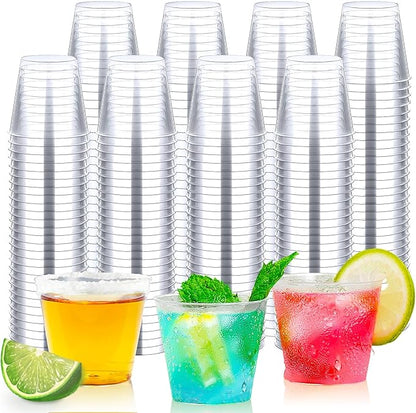Shot Glasses, 500 Counts 1OZ. Disposable Plastic, Clear, Crack Proof, 1.0 Ounces, Modern Design for Parties