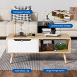 Load image into Gallery viewer, Cozy Castle Modern Wooden Coffee Table with Storage, Minimalist Hallway Mid Century Cocktail Table for Living Room Apartment Reception, Oak