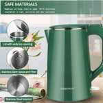 Load image into Gallery viewer, 1.7L Electric Kettle Quiet, Double Wall Hot Water Boiler BPA-Free, Quiet Boil and Cool Touch Tea Kettle, Cordless with Auto Shut-Off &amp; Boil Dry Protection, 1500W Fast Boiling, dark green