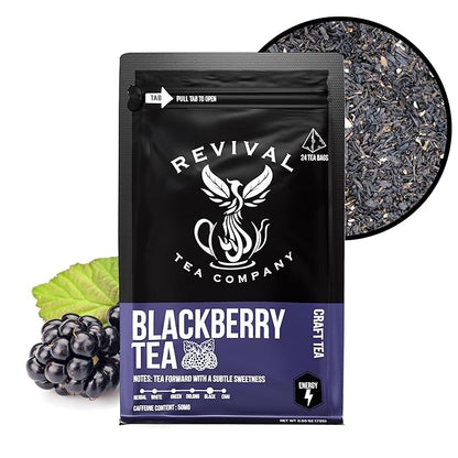 Revival Tea Company Blackberry Tea - Black Tea Blend with Blackberry Leaf - Loose Leaf 6 Ounces