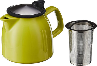 FORLIFE Bell Ceramic Teapot with Basket Infuser, 26-Ounce/770ml, Lime