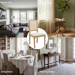 Load image into Gallery viewer, French Country Dining Chairs Set of 2, Beige Modern Kitchen &amp; Dining Room Chairs, Rattan Dining Chair with Linen Upholstered Cushion, High Cane Back, Wood Legs, Sillas de Comedor (Beige, 2 Pcs)