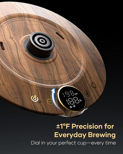 Cocinare FLOW B9 Gooseneck Electric Kettle, Precise Temperature Control for Pour-Over Coffee & Tea Brewing, Stainless Steel Interior, Rapid Heating for Boiling Water 1500W/0.9L (Obsidian Black)