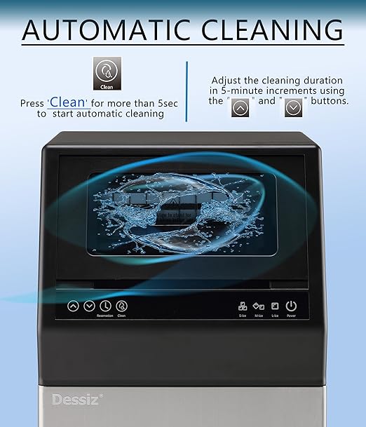 Commercial Ice Maker Machine, 100lbs/24H and 45pcs Stainless Steel Freestanding Ice Machine, Tap Water & Top Loading Under Counter ice Maker,Self-Cleaning for Bar Office Restaurant