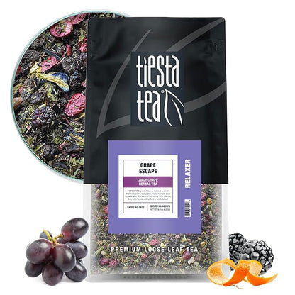 Tiesta Tea - Grape Escape, Loose Leaf, Juicy Grape Herbal, Non-Caffeinated Fruit Tea, Make Hot or Iced Up to 200 Cups, 16 oz Resealable Bulk Pouch