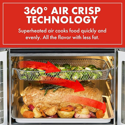 Emeril Lagasse Extra Large French Door Air Fryer Toaster Oven Combo, 24 Cooking Functions and Digital Controls, 7 Accessories Included, Stainless Steel Finish, 26QT Capacity