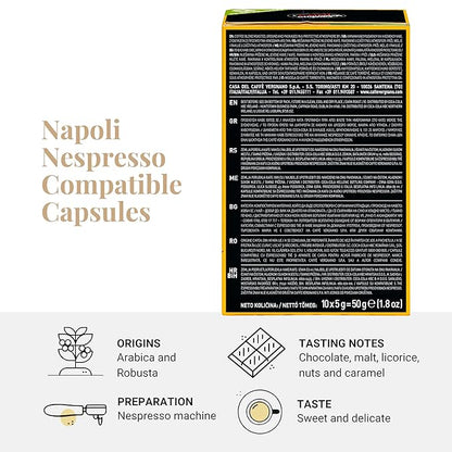 Caffè Vergnano 1882 Napoli & Intenso Espresso Capsules – Strong Italian Coffee Pods, Compatible With Original Line Machines – 4 Pack, 10 Count Each