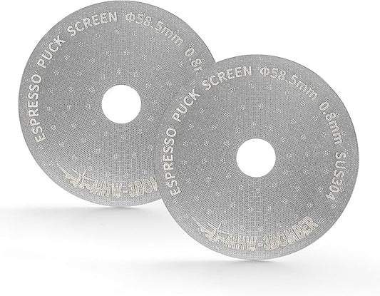 MHW-3BOMBER 58.5mm Espresso Puck Screen with Round Hole 2 Packs Metal Espresso Filter 0.8mm Thickness Coffee Filter for La Marzocco/Gaggia FG7011-OS