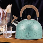 Load image into Gallery viewer, Hemoton Whistling Tea Kettle for Stovetop Stainless Steel Tea Pot Kettles Water Kettle Stove Coffee Kettle with Cool Grip Ergonomic Handle for Boiling Water 2L Green