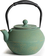 Load image into Gallery viewer, Cast iron Teapot, Tea Kettle for Stovetop Safe with Stainless Steel Infuser, Japanese Hand-made Tea Pot Coated with Enameled Interior for 42oz, 1200ml Green