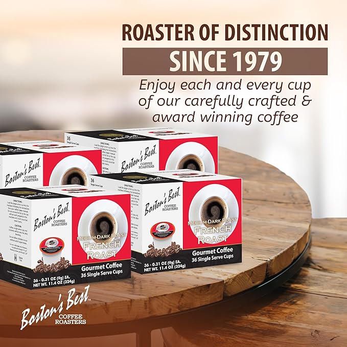 Boston’s Best - Rich & Bold French Roast Gourmet Coffee, Delectable Dark Roast Compatible with Keurig Coffee Maker - 144 Count (Pack of 1)