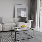 Load image into Gallery viewer, Glass Coffee Table Modern Center Table,Minimalist Coffee Table Sofa Side Tea Table for Living Room,Tempered Glass-top with Sturdy Metal Frame, Easy Assembly,26.4 x 26.4 x 15.7 Inches, Black