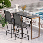 Load image into Gallery viewer, PHI VILLA 3 Piece Outdoor Bar Set, Bar Height Patio Bistro Table and Bar Chairs with Gray Textilene Fabric &amp; Rustproof Metal Frame for Backyard, Balcony, Garden Poolside