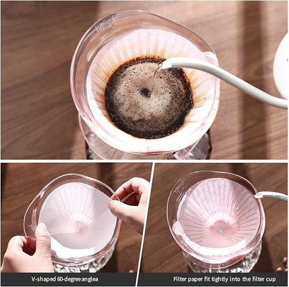 Bincoo Pour Over Coffee Dripper and Filters 2-4 Cups Size 02,Safe Tritan Plastic Coffee Dripper with 50pcs Filters Paper,Slow Brewing Coffee Pour Over for Cafe,Travel,Home(Pink)