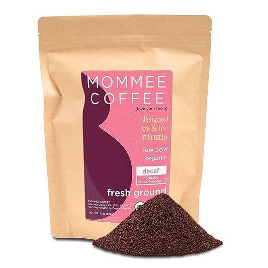 Mommee Coffee - Decaf | Low Acid, Organic, Fair Trade, Water Processed | Ground, 22 oz.