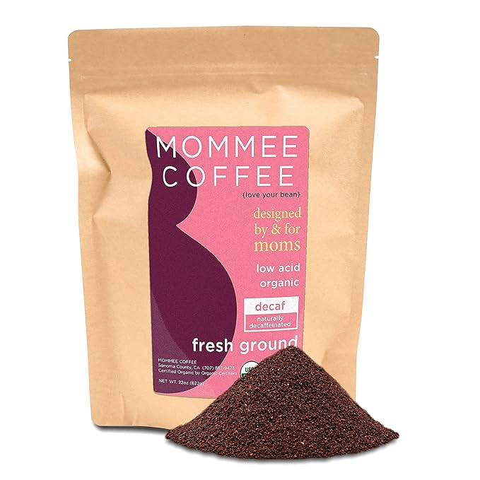 Mommee Coffee - Decaf | Low Acid, Organic, Fair Trade, Water Processed | Ground, 22 oz.