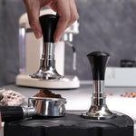 Load image into Gallery viewer, 54mm Espresso Tamper with Calibrated Spring Loaded for Ninja Luxe Café/Breville -【24lb~35lbs Self-Adjustable with Sound Feedback】- Self Leveling Stainless Steel Ripple Base - Black