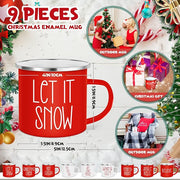 Sieral 9 Pcs Christmas Enamel Coffee Mugs 12 oz Winter Holiday Mugs with Quotes Seasonal White and Red Christmas Party Favor Cups Funny Novelty Xmas Coffee Cups for Women Men Coworkers Office