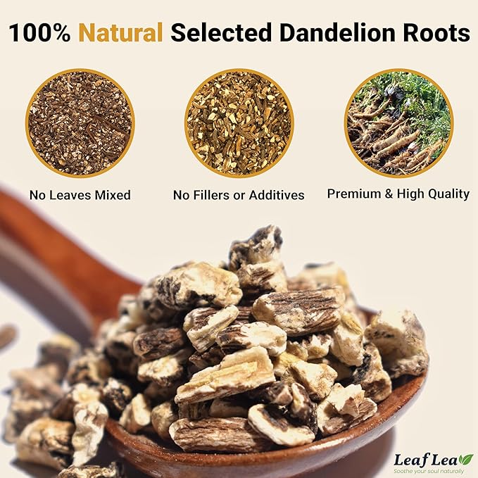 LeafLea 80 Dandelion Tea Bags, All Natural and Pure Dandelion Root Tea, Supports Digestion & Immune Health, Individually Wrapped Tea Bags, Caffeine-Free, Vegan, No Sugar, Gluten-Free, Non-GMO, 2 Pack