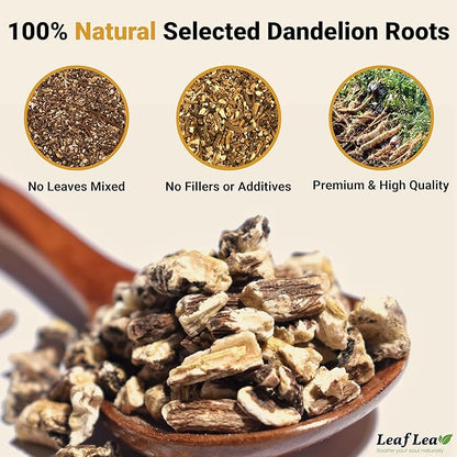 LeafLea Dandelion Root Tea Bags, 240 Count, Natural Dandelion Root Herbal Tea Blend, Supports Digestive and Immune Health, Caffeine-Free, Sugar-Free, Vegan, Gluten-Free, Pack of 6