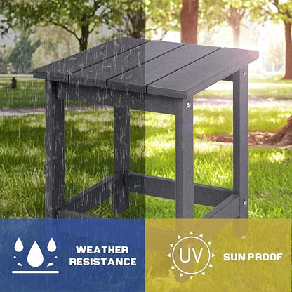 LZRS Adirondack Square Outdoor Side Table for Patio, Pool Composite Patio Table,HDPE End Tables for Backyard,Pool, Indoor Companion, Easy Maintenance & Weather Resistant(Grey)