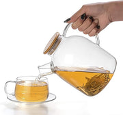 Tealyra - Glass Stove-top Kettle 60-ounce - Teapot - Heat Resistant Borosilicate - Pitcher - Carafe - No-Dripping - For Tea Juice Water - Hot or Iced - 1800ml