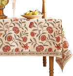 Load image into Gallery viewer, Designer French Extra Long Rectangular Tablecloth,Linen Orange Floral Pattern Indoor Table Cloth,Wrinkle Resistant Decor Table Cloth for Dining Thanksgiving Kitchen,67"*118"-Alvarado D