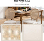 Load image into Gallery viewer, Vintage French Country Dining Chairs Set of 6, Rattan Dining Chairs with Solid Wood Legs, Beige Upholstered Dining Chair, Sillas para Comedor, Kitchen &amp; Dining Room Chair (Beige, Rattan, 6Pcs)