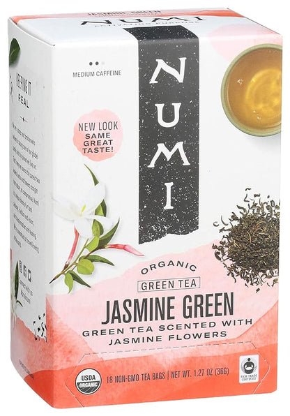 Numi Tea Jasmine Green Tea - Medium Caffeine - 18 Bags (Pack of 2)