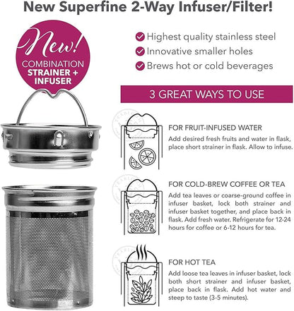 Teabloom - The ORIGINAL All-Brew Travel Tumbler & Thermos | OPRAH’s Favorite | 16oz/480ml Insulated Water Bottle/Tea Flask/Cold Brew Coffee Mug