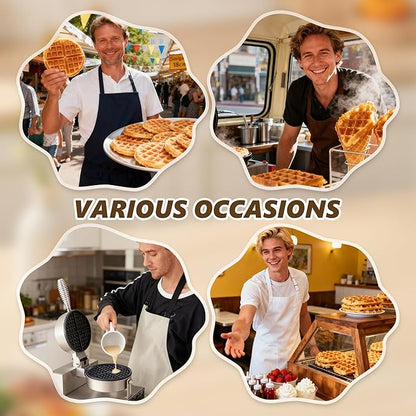 Commercial Waffle Maker, 1200W Waffle Iron, Professional Rotatable Waffle Baker Machine with Temp and Time Control, Non-Stick Baking Pan Stainless Steel for Restaurant Bakeries Kitchen Home