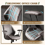 Load image into Gallery viewer, High Back Office Chair,Modern Swivel Office Chair,Black Suede Fabric Gaming Chair,Height Adjustable Home Office Desk Chair with Lumbar Support