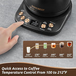 Load image into Gallery viewer, Electric Gooseneck Kettle, 1200W, 6 Temperature Settings, Stainless Steel Inner Lid &amp; Bottom, 1L Quick Heating Pour Over Kettle for Coffee &amp; Tea, Matte Black