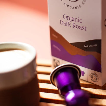 Cru Kafe Dark Roast USDA Organic Espresso Coffee Capsules (50 Pods) Fairtrade Coffee Pods Compatible with Nespresso Original Line and Pixie Machines