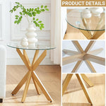Load image into Gallery viewer, Modern Glass End Table, Small Round Side Table for Couch, Sofa Table with Clear Tempered Glass Top for Living Room, Bedroom, Bedside, 19.7" Wx21.7 H Gold