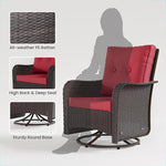 Load image into Gallery viewer, 10 Pieces Outdoor Patio Furniture Set Outdoor Furniture Patio Sectional Sofa Conversation Sets w/ETL Approved 45" Gas Outdoor Fire Table &amp; Coffee Table, Swivel Rocking Chair (Red)