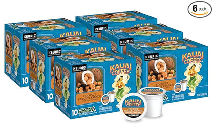 Kauai Coffee Coconut Caramel Crunch Flavor - Compatible with K-Cup Brewers, 10 CT (Pack of 6)