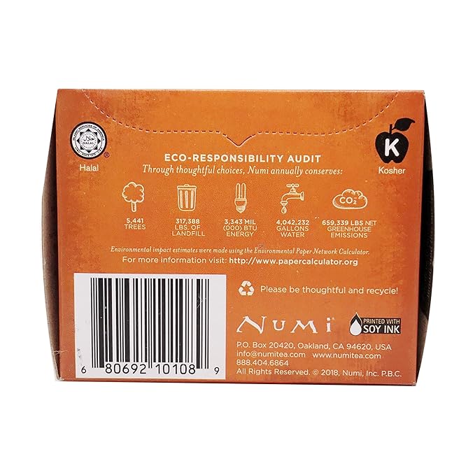 Numi Tea Jasmine Green Tea - Medium Caffeine - 18 Bags (Pack of 2)