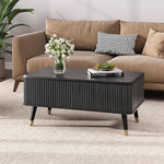 Load image into Gallery viewer, Lift Top Coffee Table, Mid Century Modern Coffee Table with Hidden Compartment, Fluted Lift Tabletop Center Table for Living Room, Home Office, Black