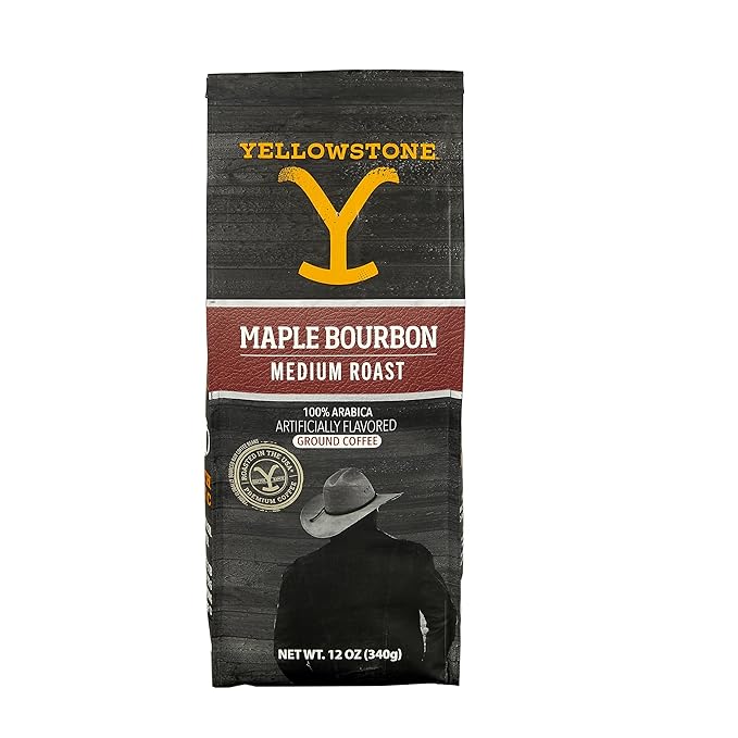 Yellowstone Maple Bourbon Medium Roast Coffee,100% Arabica Ground Coffee, 12 oz.