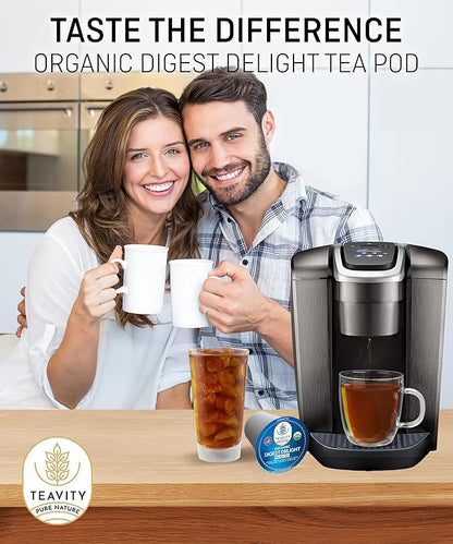 Organic Tea Pods with Ginger, Peppermint, Fennel, Licorice, & Rosehip Digest Delight by Teavity (12 Tea Pods)