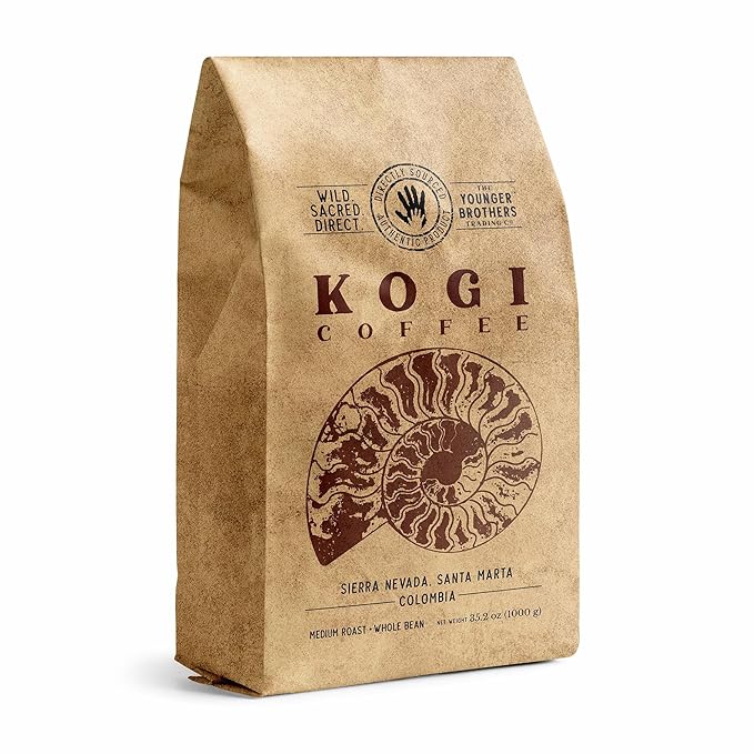 The Younger Brothers Trading Co. Kogi Coffee | Indigenous Wild Grown Whole Bean | Ethically Sourced Single Origin Colombian Coffee | Kogi Medium Roast, 35.2 Ounce (Pack of 1)