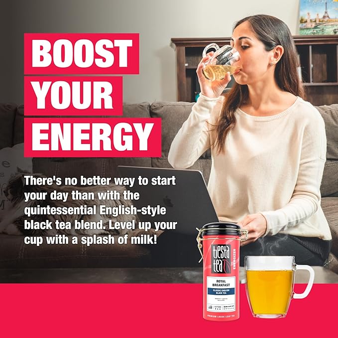 Tiesta Tea - Royal Breakfast, Loose Leaf, Classic English Black Tea, Premium High Caffeine Hot & Iced Blend, Brews Up to 50 Cups, 4oz Refillable Tin