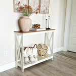 Load image into Gallery viewer, PHI VILLA White Entryway Table, Farmhouse Console Table Narrow Sofa Table Hallway, Ivory Skinny Entry Table