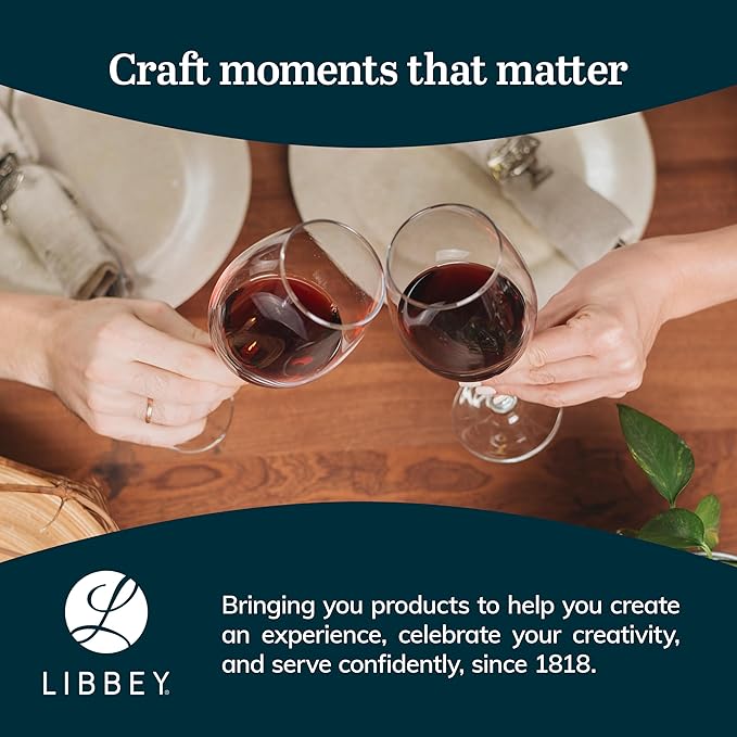 Libbey Vineyard Reserve Wine Glass Set of 12, Red and White Clear Wine Glasses, Merlot, Bordeaux, Chardonnay Gifts, Lead-Free Party Wine Glasses