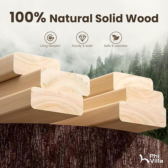 PHI VILLA Dining Table Set for 4, Counter Height Dining Table with 2 Chairs and 1 Bench, Solid Wood Table Sets for Farmhouse, Rustic Kitchen and Dining Room Table Set with Chairs, Rustic Caramel