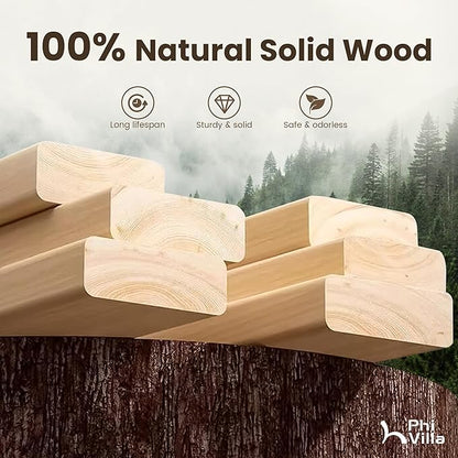 PHI VILLA Dining Table Set for 4, Counter Height Dining Table with 2 Chairs and 1 Bench, Solid Wood Table Sets for Farmhouse, Rustic Kitchen and Dining Room Table Set with Chairs, Rustic Caramel