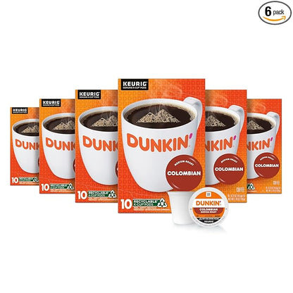 Dunkin' Colombian Medium Roast Coffee, 60 Keurig K-Cup Pods